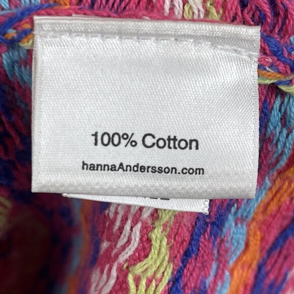 Hanna Andersson Sweater Dress Size 140 US 10 Cotton Knit Pink Blue Green Stripes - Picture 7 of 7